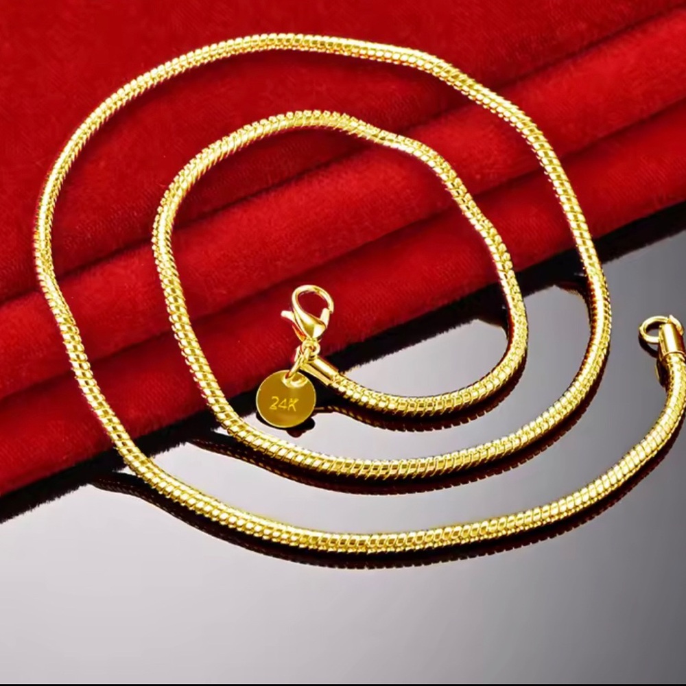 24K Gold Plated Women’s Snake Chain Necklace